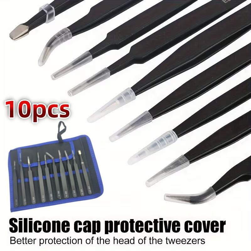 Useful Diy Electronics - 10Pcs ESD Anti‑Static Tweezers Set Stainless