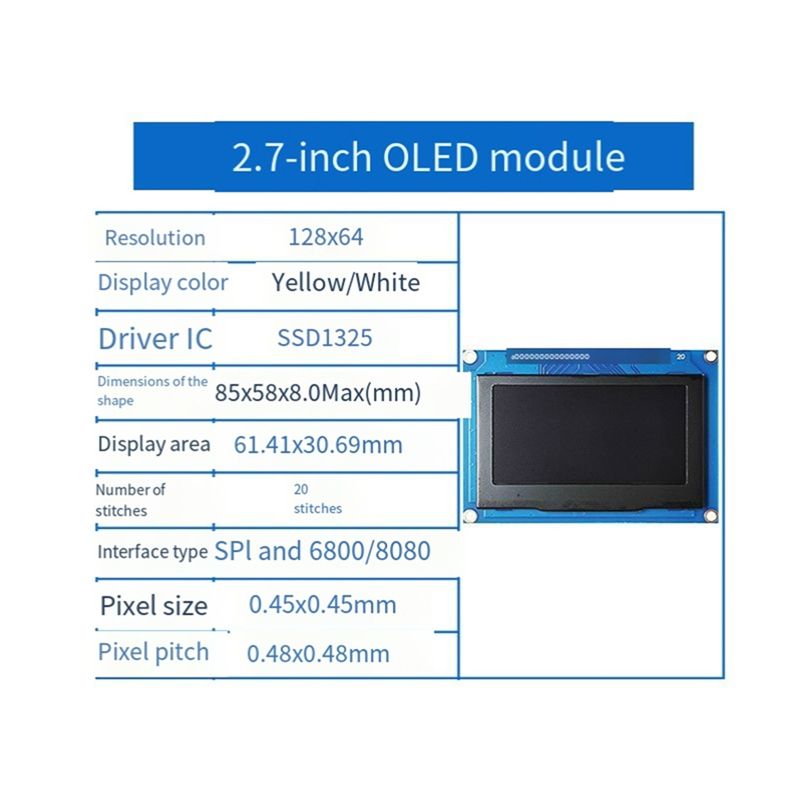 Oled Display Module - BNVN-SPI Serial 2.7-Inch OLED Display 12864