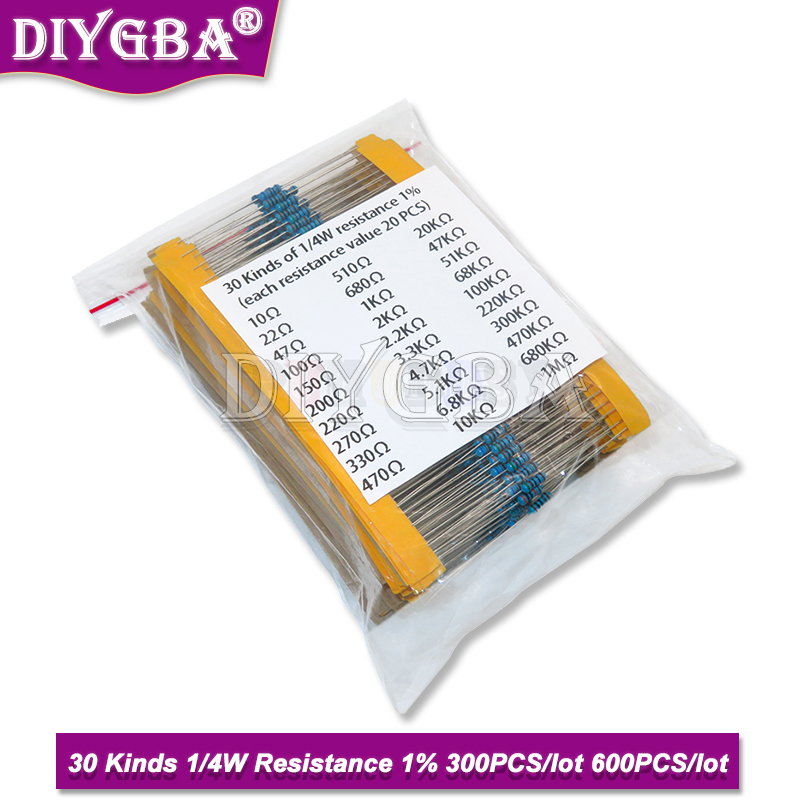 600PCS/Set 30Kinds 1/4W Resist - Resistor Kit 1 4W recension och pris
