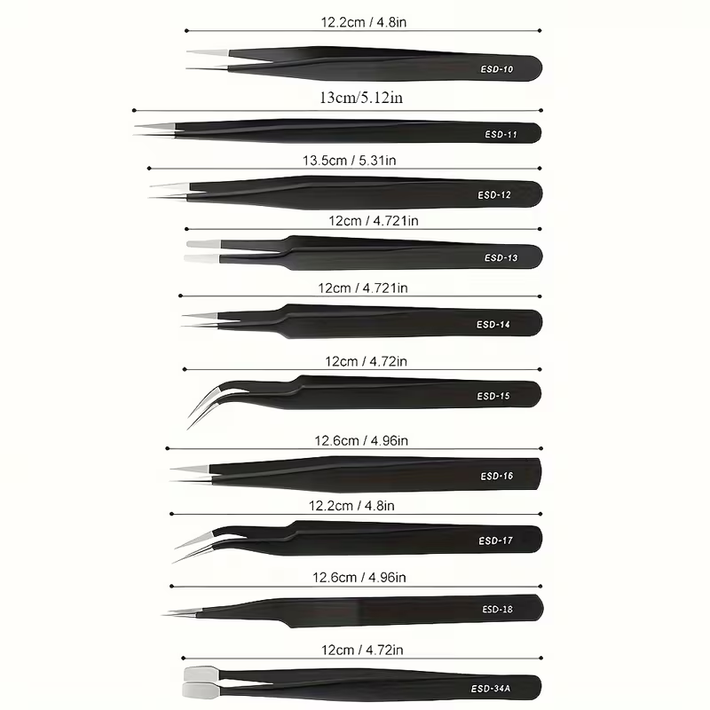 10Pcs ESD Anti‑Static Tweezers - Useful Diy Electronics recension och pris